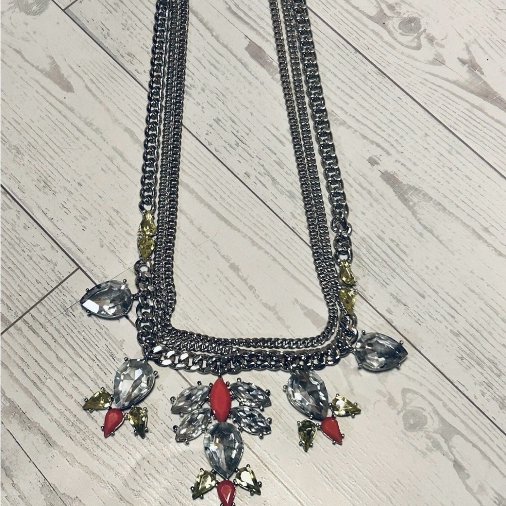 Jessica Simpson statement necklace Pink and Silver accents